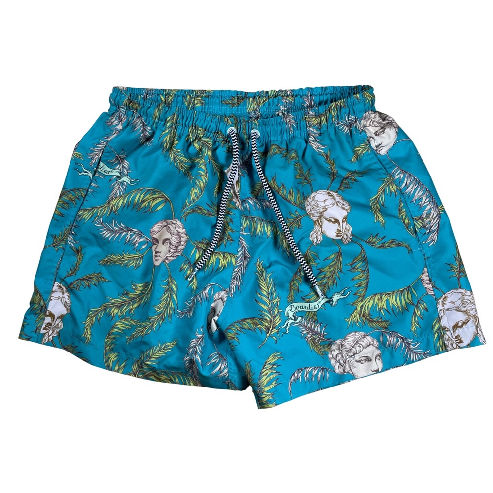 Boardies Apparel Swim Trunks Mens Small Statue Palm Tropical Print‎ Drawstring